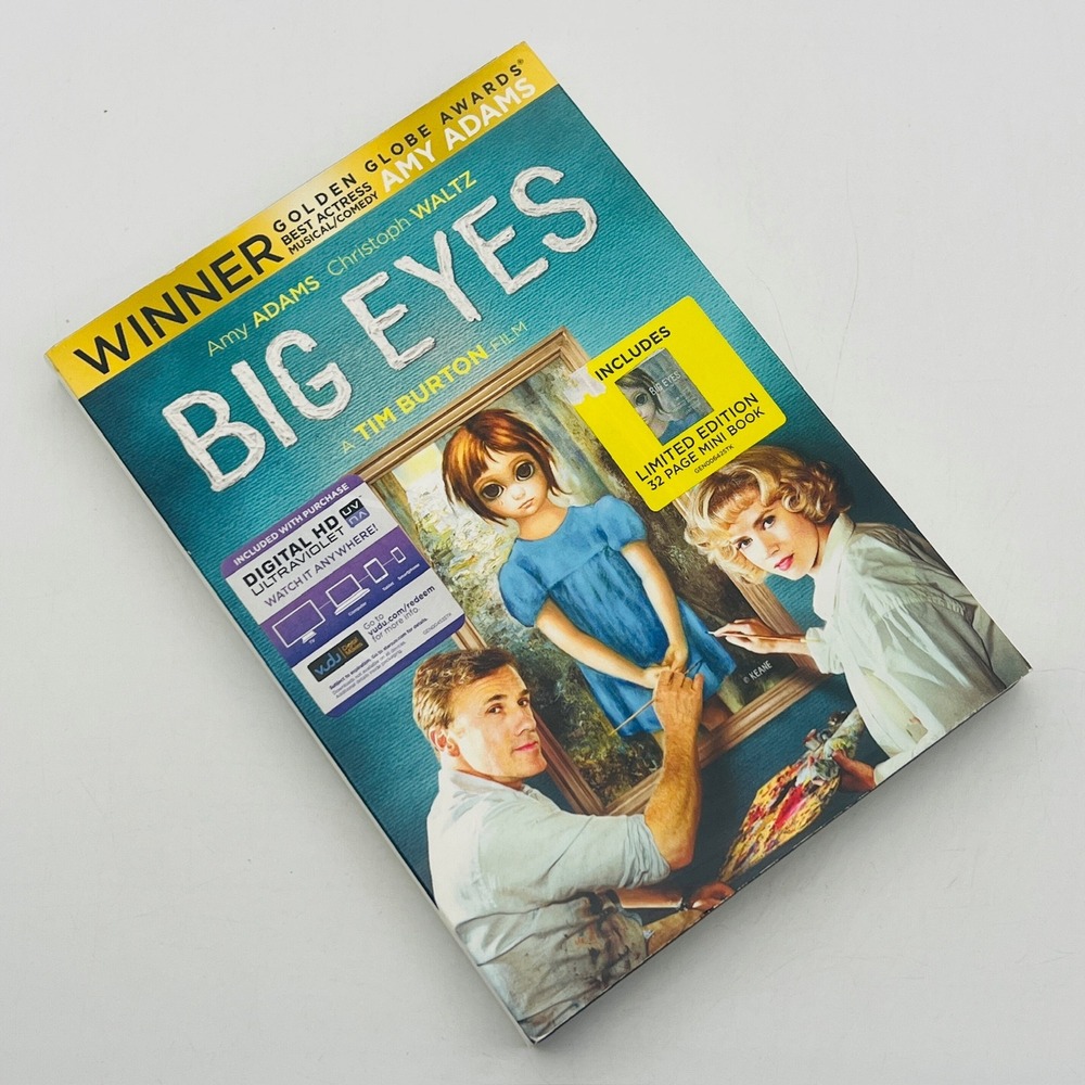 Big Eyes DVD Tim Burton Amy Adams Christoph Waltz Slipcover Mini Book Included